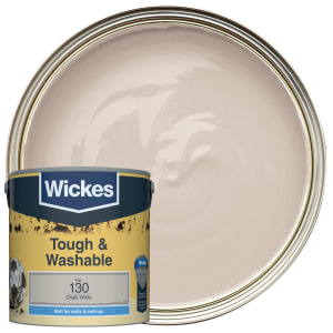 Wickes Tough & Washable Matt Emulsion Paint - Chalk White No.130 - 2.5L Price Comparisons | Compare The Build