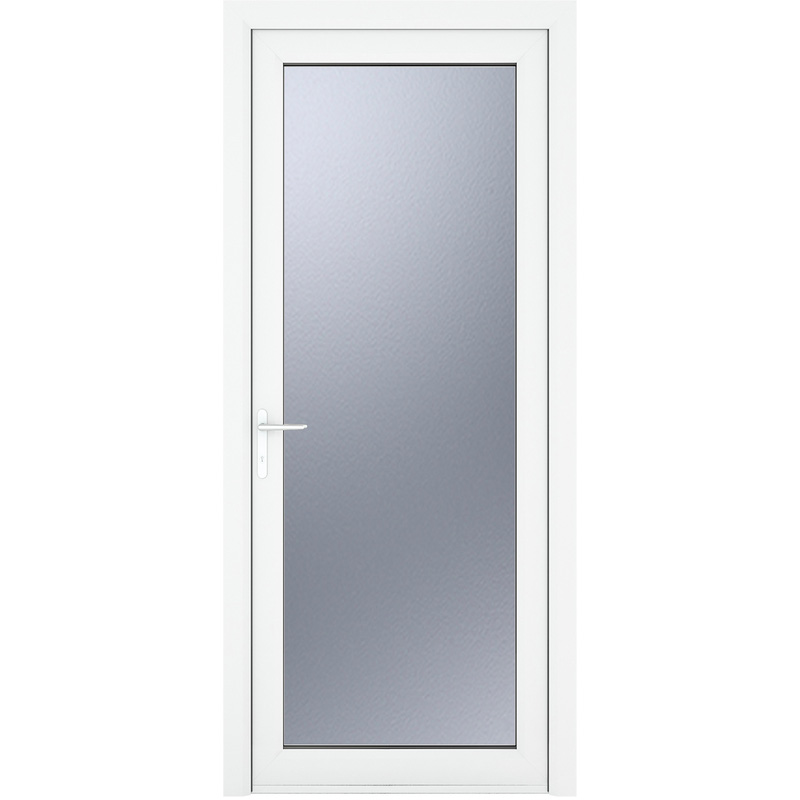 Crystal uPVC Single Door Full Glass Right Hand Open In 840mm x 2090mm Obscure Triple Glazed in White Price Comparisons | Compare The Build