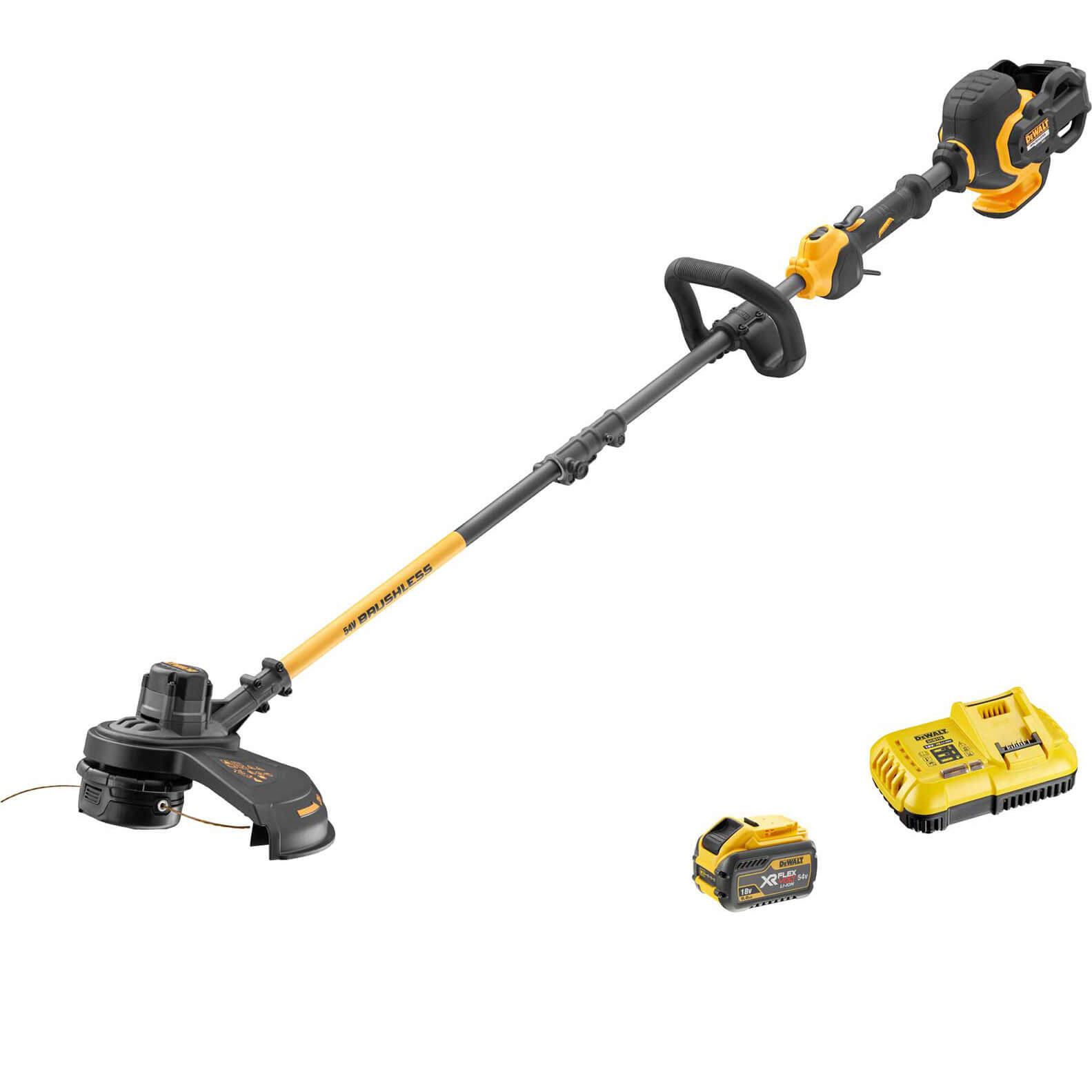 DeWalt DCM5713 54v XR Cordless FLEXVOLT Split Shaft Brushless Grass Trimmer 380mm 1 x 9ah Li-ion Charger Price Comparisons | Compare The Build