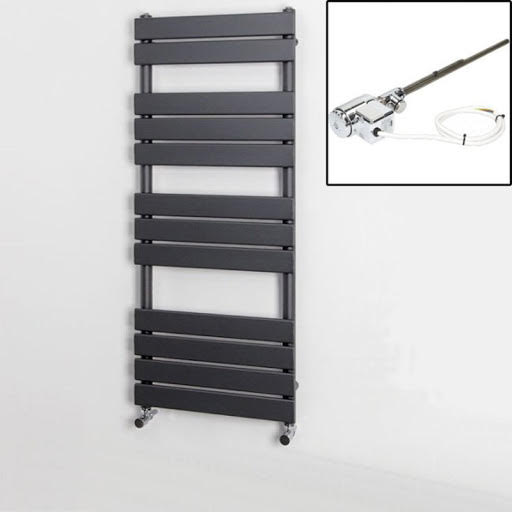 Dual Fuel Flat Heated Towel Rail 1200 x 500mm Thermostatic Anthracite Price Comparisons | Compare The Build