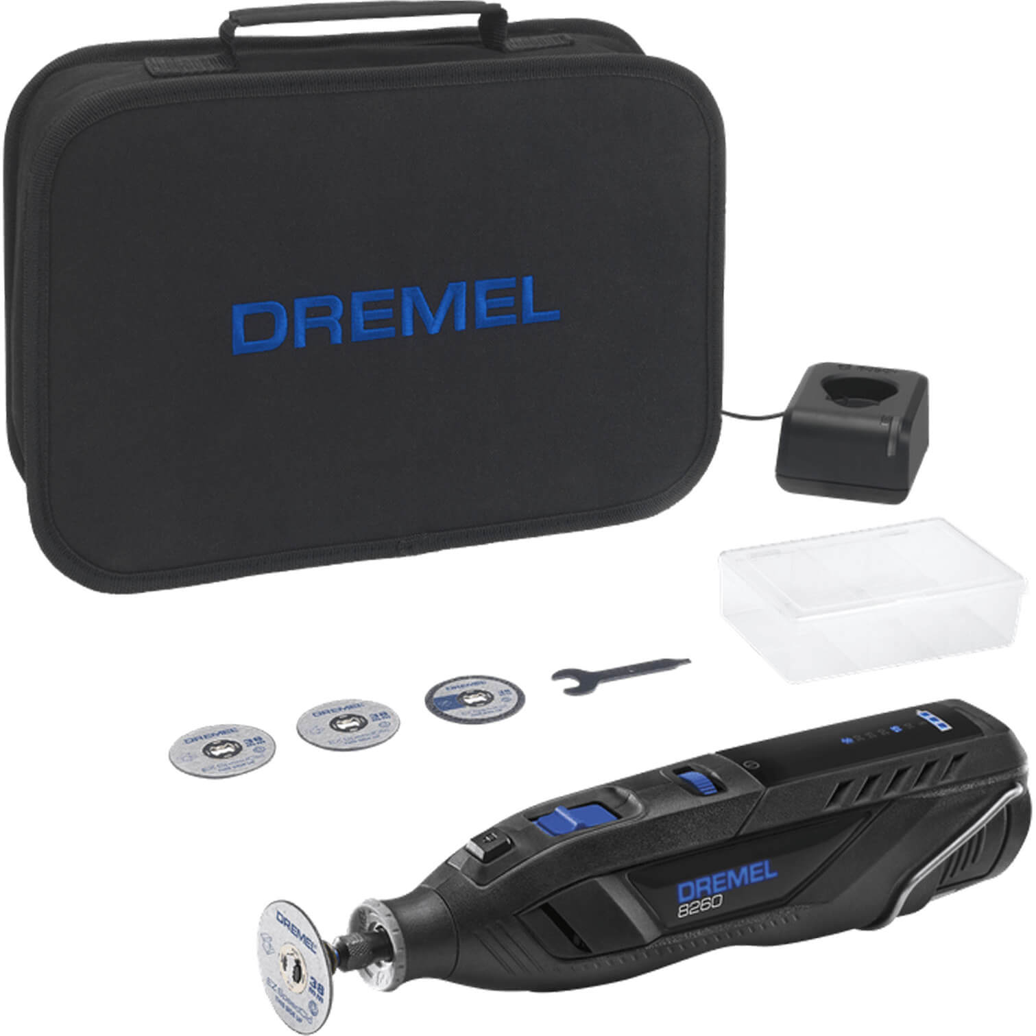 Dremel 8260 12v Cordless Brushless Rotary Multi Tool and 5 Accessories 1 x 3ah Li-ion Charger Case | Compare The Build