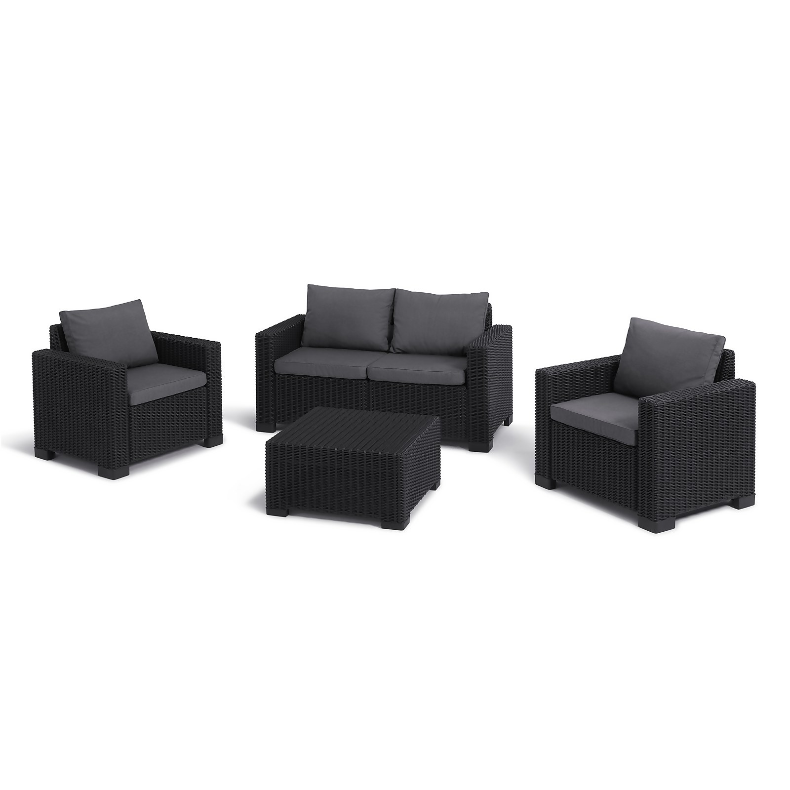 Keter California 4 Seater Outdoor Garden Furniture Lounge Set - Graphite With Grey Cushions Price Comparisons | Compare The Build