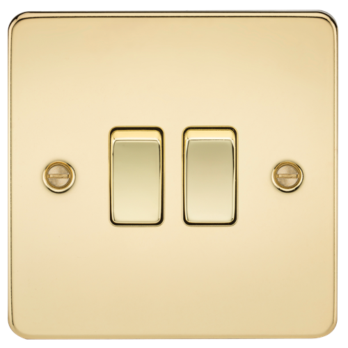 Knightsbridge Flat Plate 10AX 2G 2-way switch - polished brass - FP3000PB - Polished Brass Price Comparisons | Compare The Build