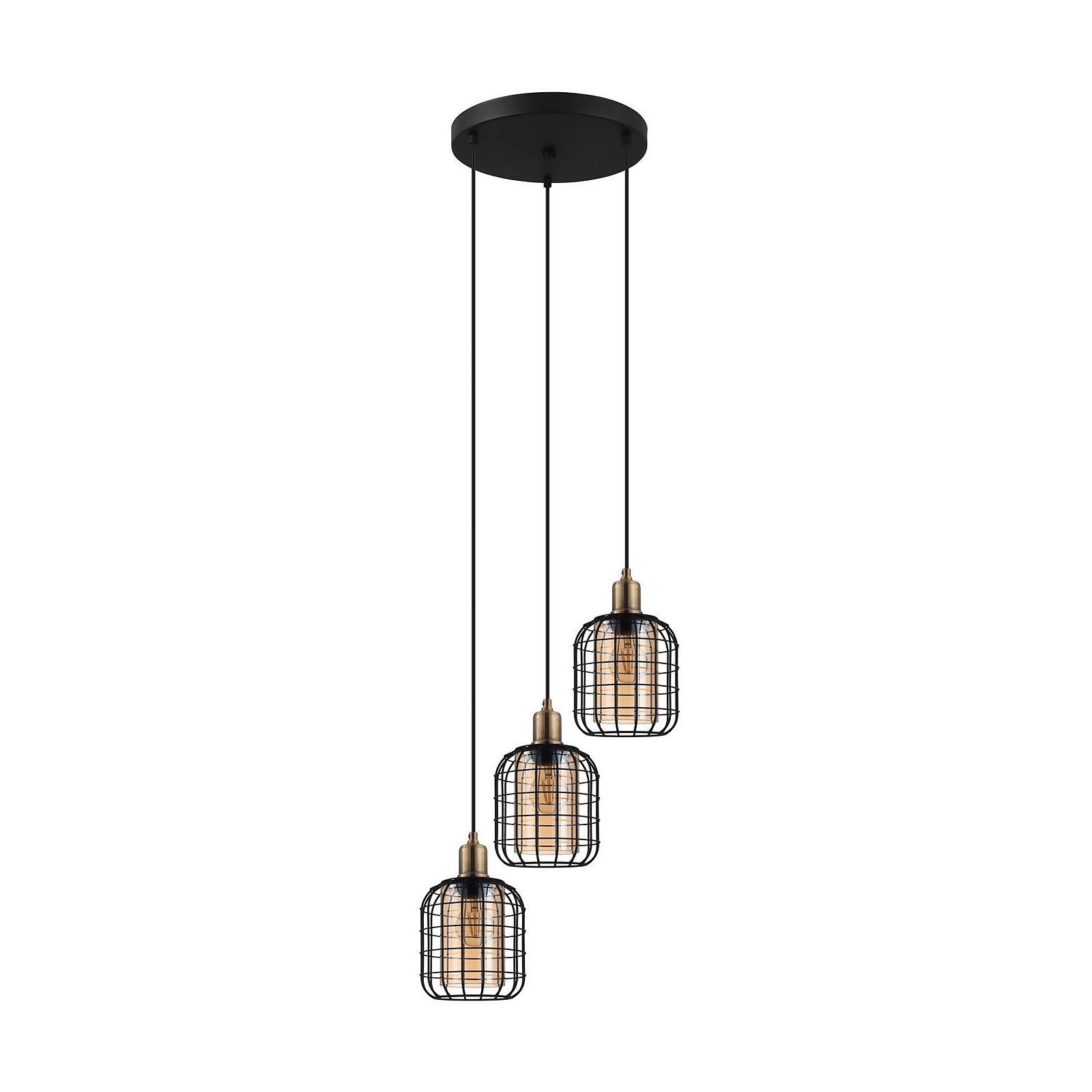 EGLO Chisle Amber Caged 3L Pendant Light Price Comparisons | Compare The Build