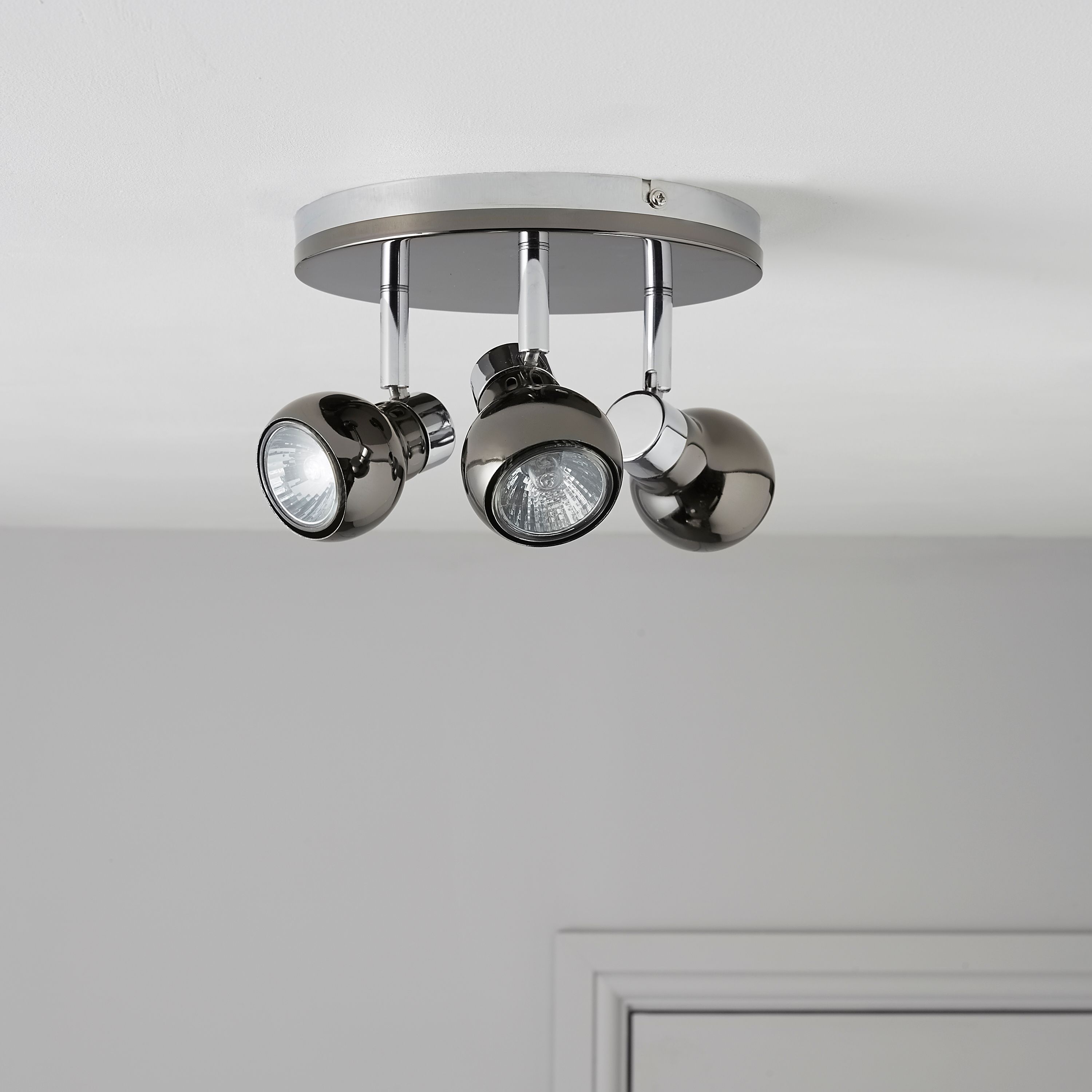 Colours Diablo Pearl Black Nickel & Chrome Effect 3 Lamp Round Spotlight Price Comparisons | Compare The Build