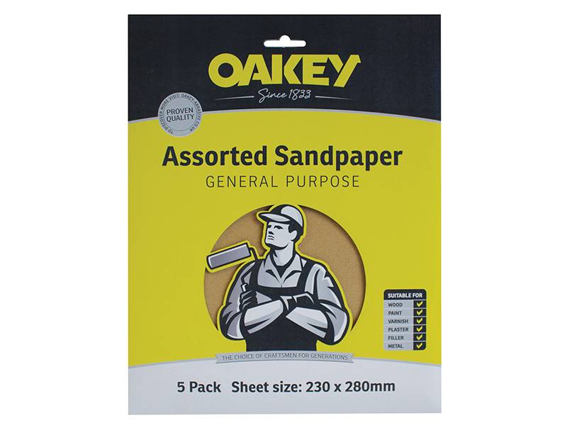 Oakey OAK58284 Glasspaper Sanding Sheets 230 x 280mm Grade 2.5 (25) | Compare The Build