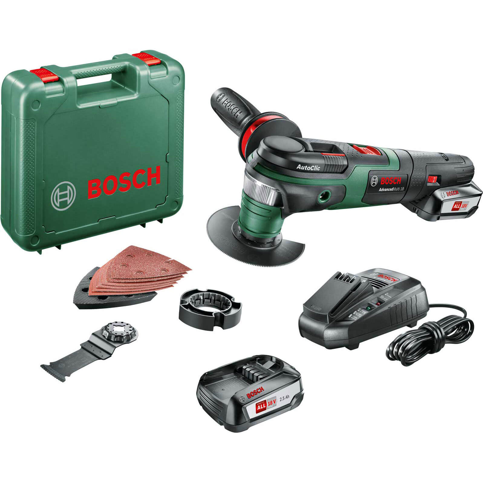 Bosch ADVANCEDMULTI 18v Cordless Starlock Oscillating Multi Tool 2 x 2.5ah Li-ion Charger Case | Compare The Build