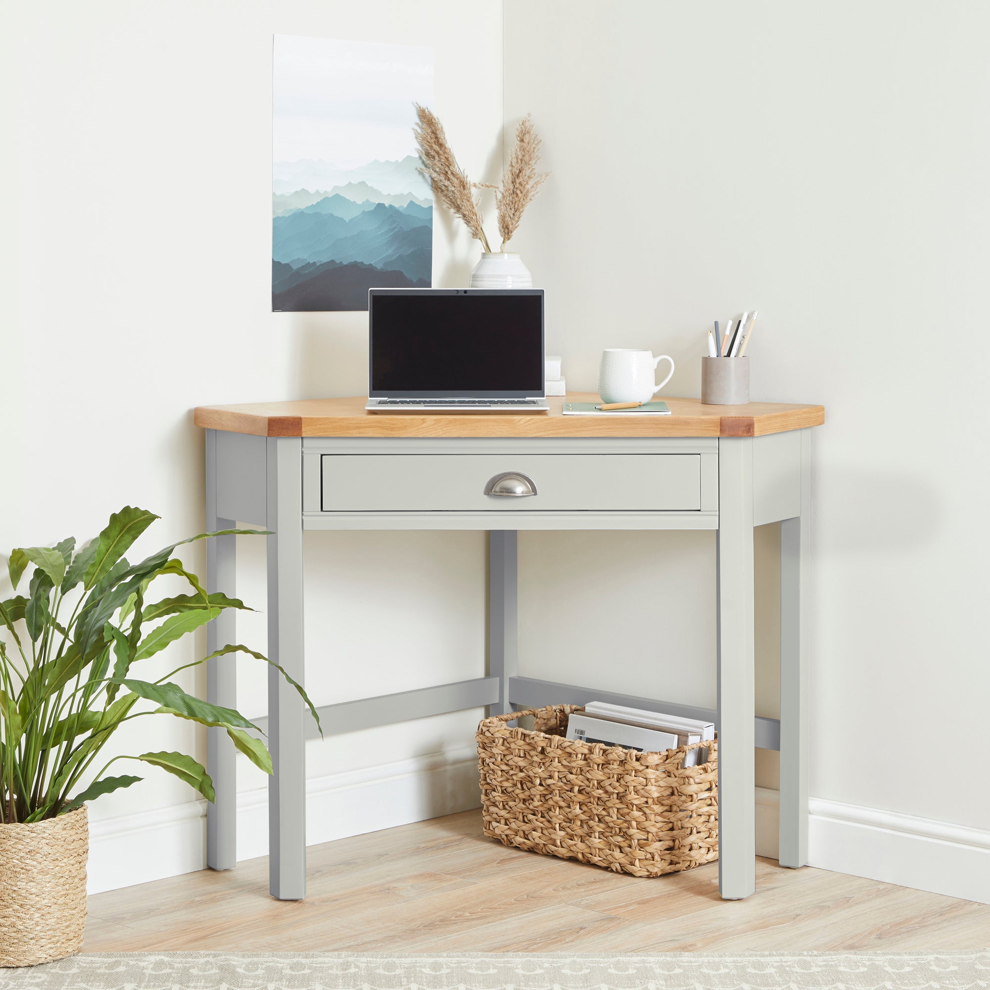 Compton Ivory Corner Desk Cream/Brown Price Comparisons | Compare The Build