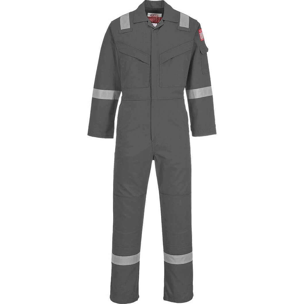 Biz Flame Mens Aberdeen Flame Resistant Antistatic Coverall Grey 2XL 34" | Compare The Build