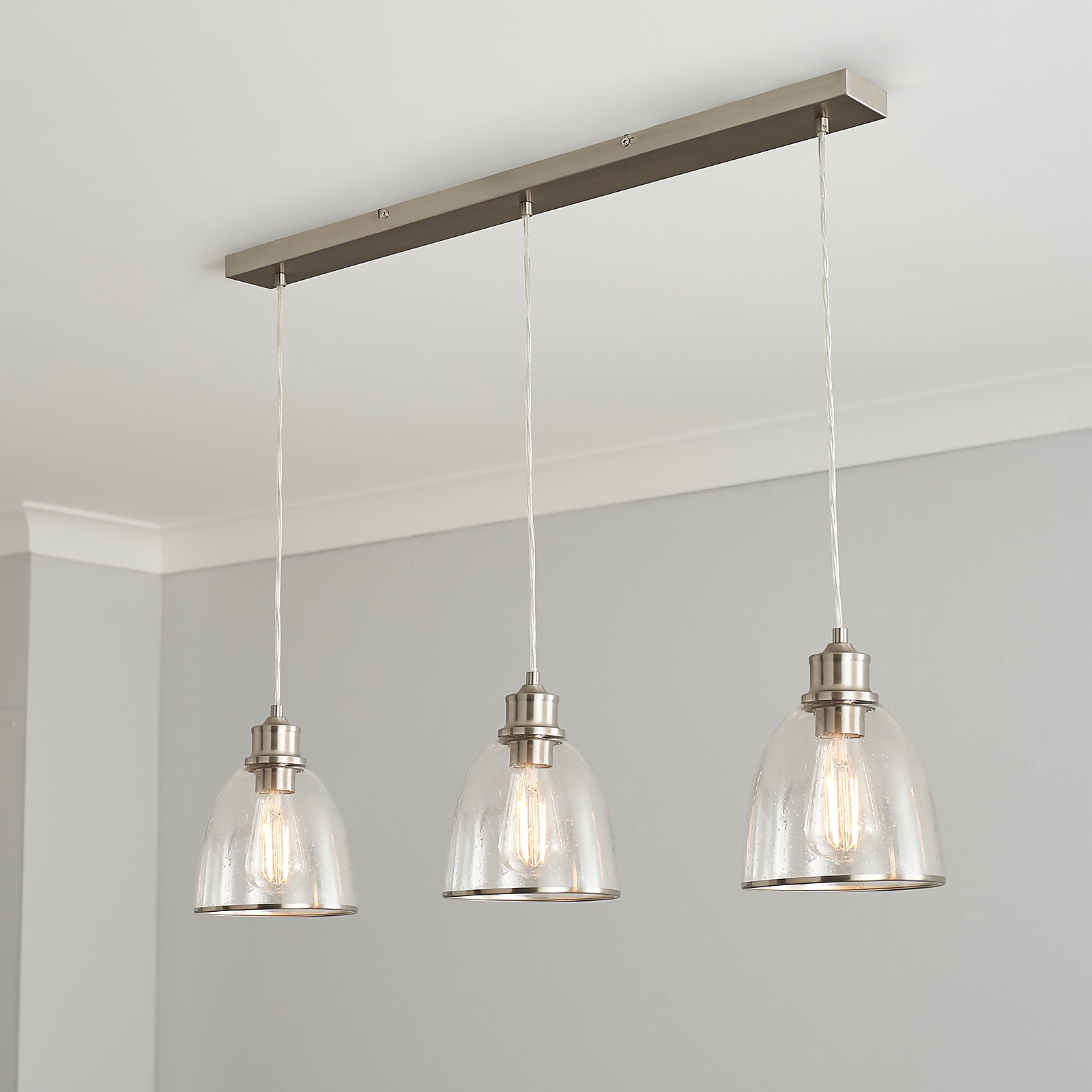 Windermere 3lt Diner Bar Ceiling Light - Satin Nickel Price Comparisons | Compare The Build