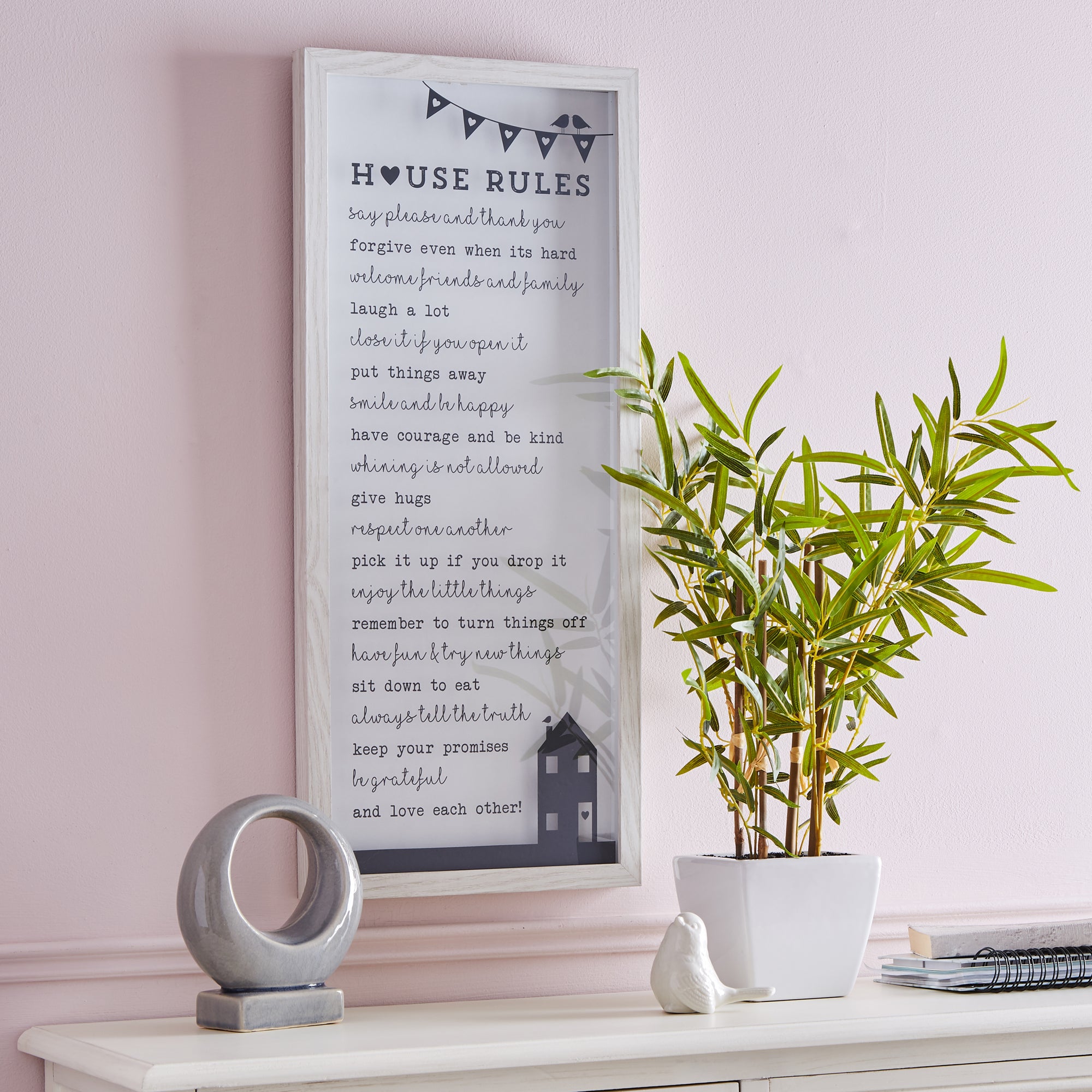 House Rules Wall Art White | Compare The Build