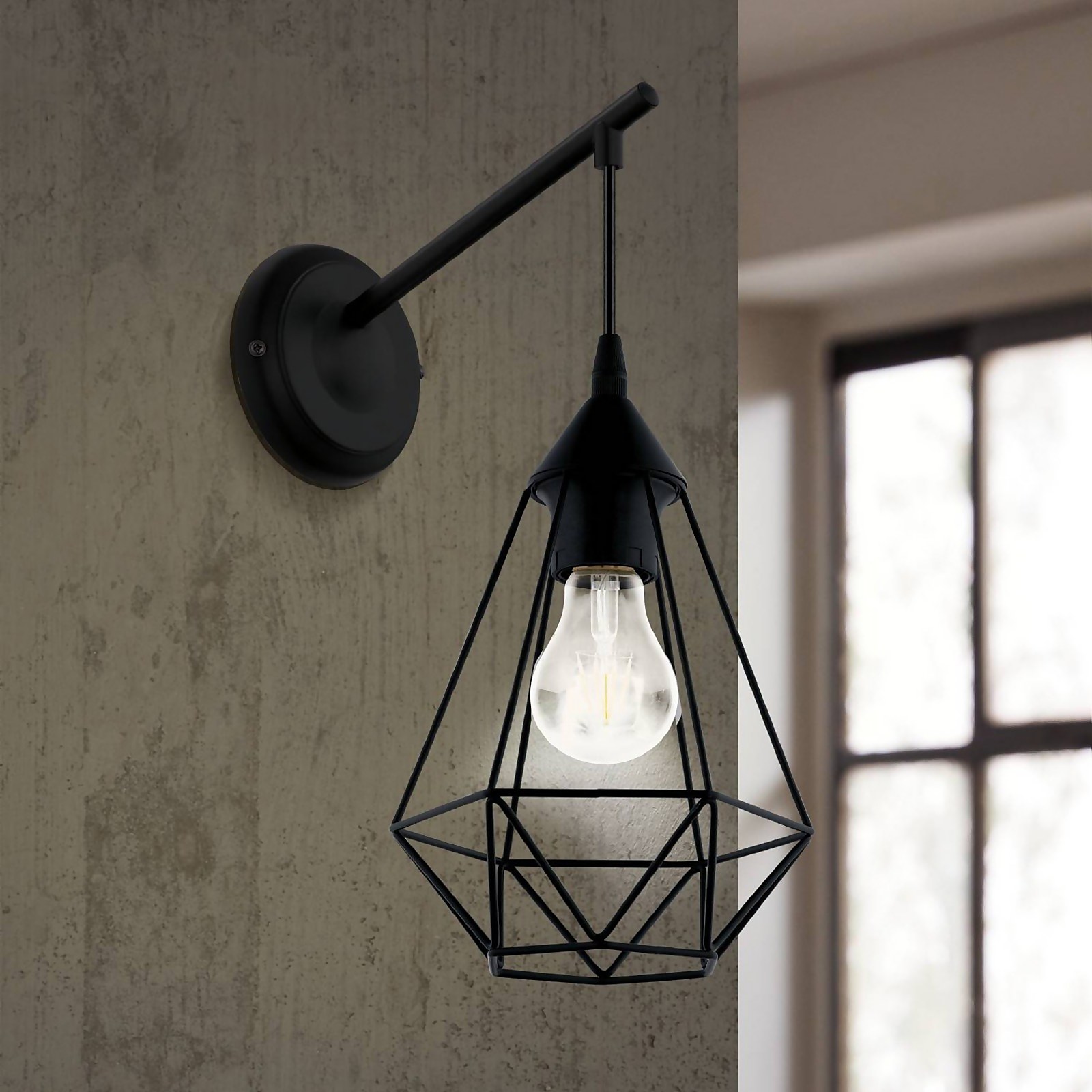 Eglo Tarbes Geometric Black Steel Wall Light | Compare The Build