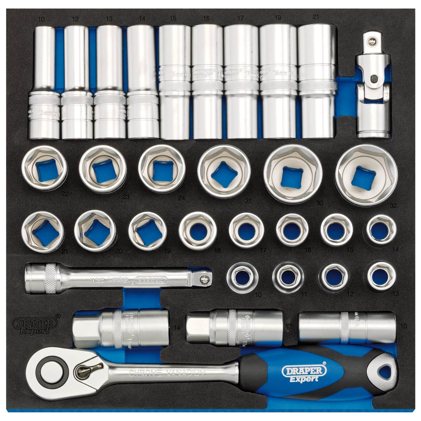 Draper 33 Piece 1/2" Drive Socket Set In Eva Insert Tray 1/2" Price Comparisons | Compare The Build