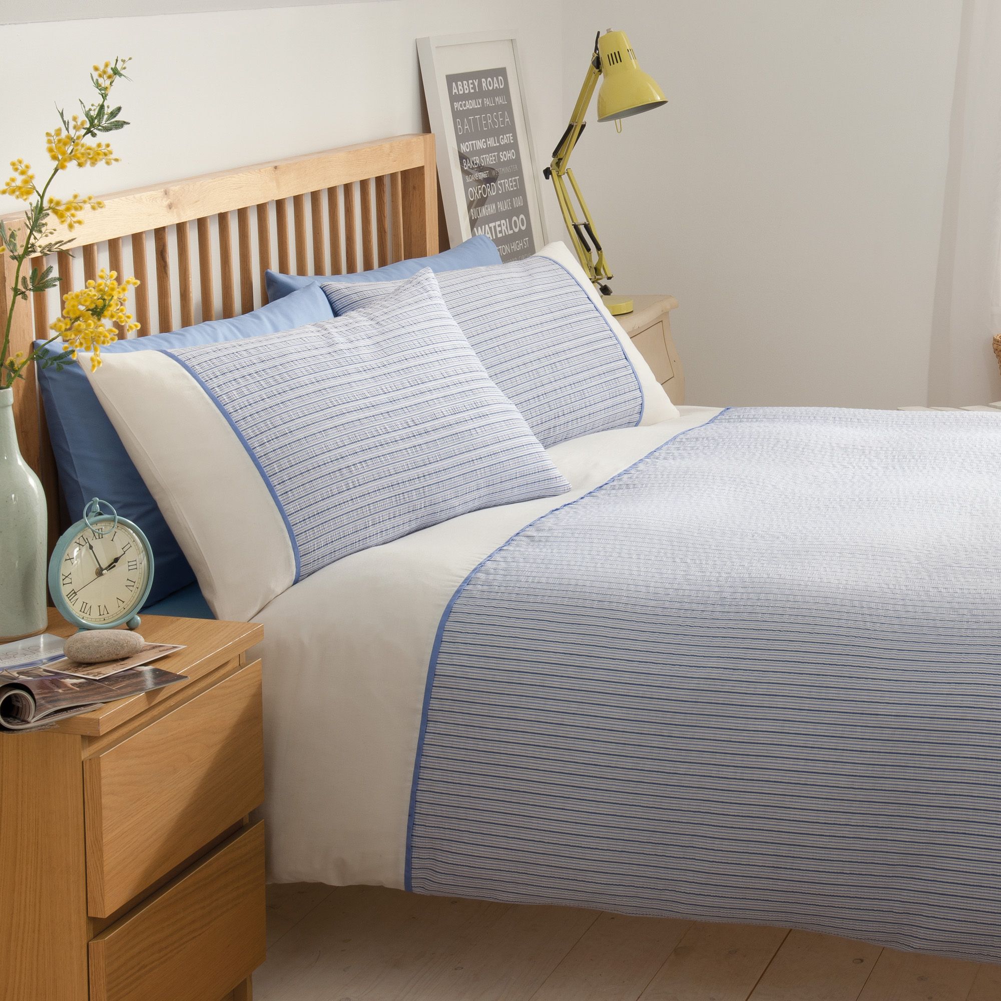 Chartwell Chicago Striped Blue King Size Bed Cover Set Price Comparisons | Compare The Build