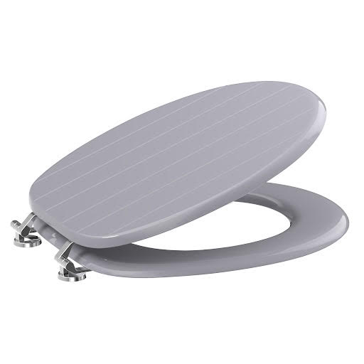 Ceramica Round Wooden Toilet Seat - Bottom Fix Grey Gloss Groove | Compare The Build