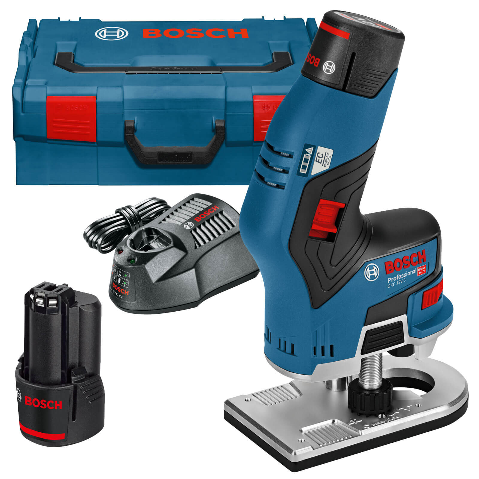 Bosch GKF 12 V-8 12v Cordless Fixed Base Palm Router 2 x 3ah Li-ion Charger Case Price Comparisons | Compare The Build