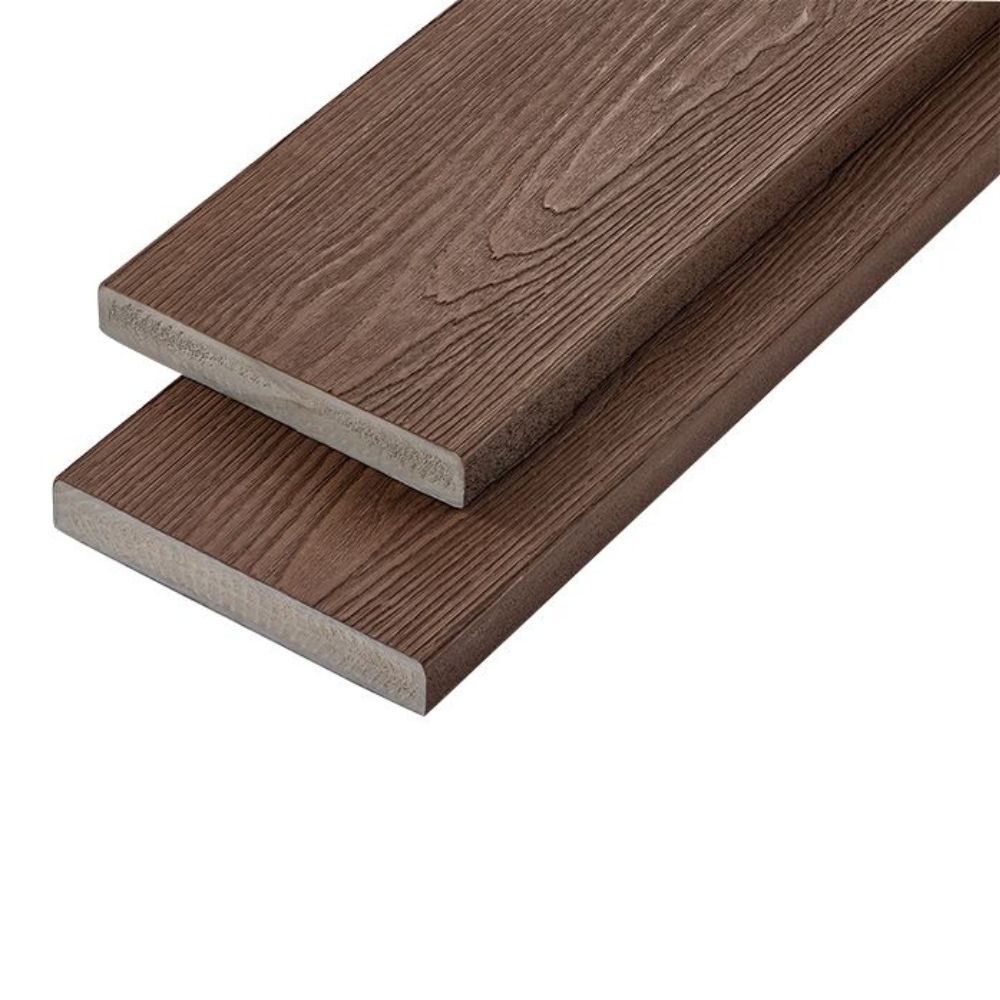 Premium Woodgrain Effect PVC-ASA Decking Board Capstock 3600mm x 200mm x 32mm - Walnut | Compare The Build