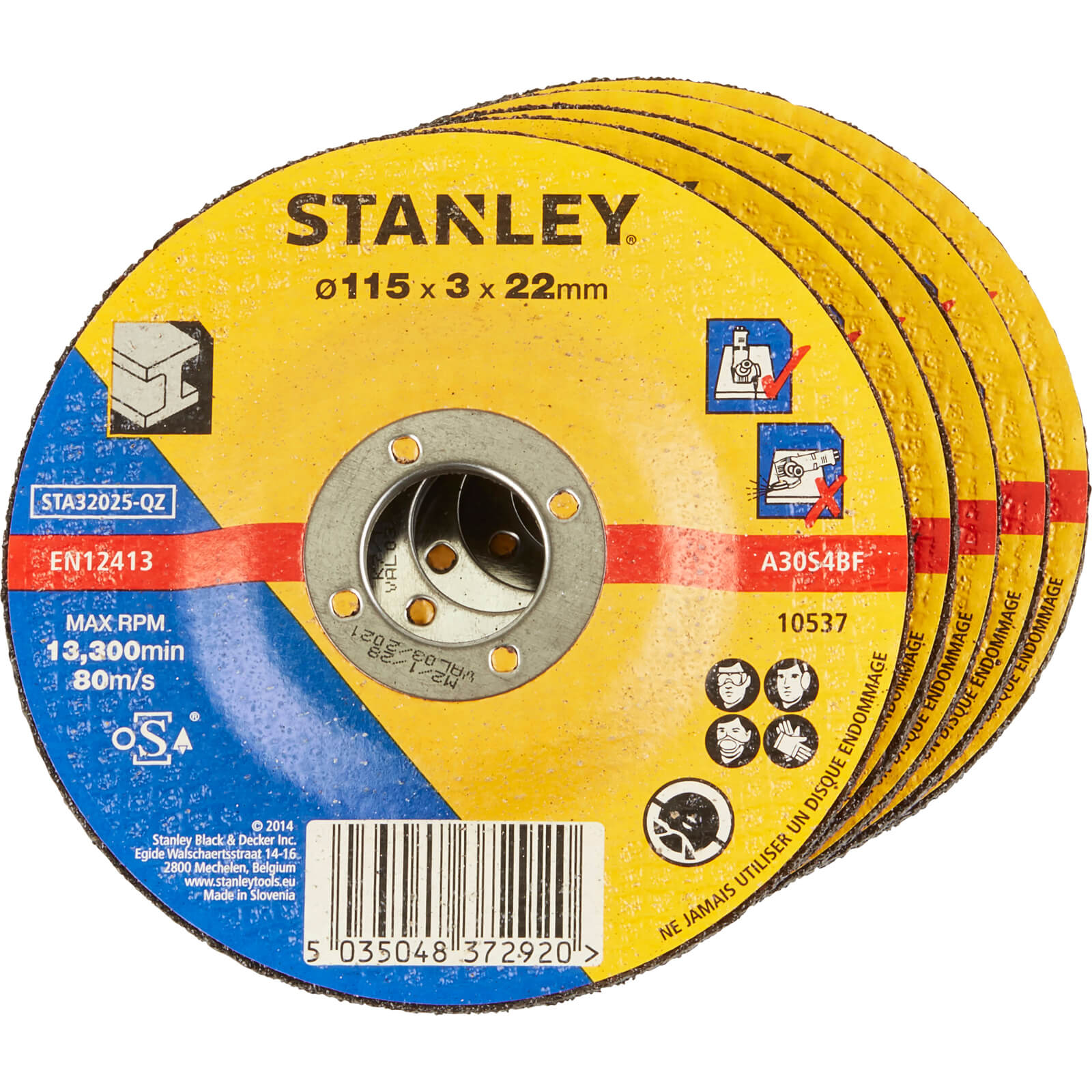 Stanley Depressed Centre Metal Cutting Disc 115mm Pack of 5 Price Comparisons | Compare The Build