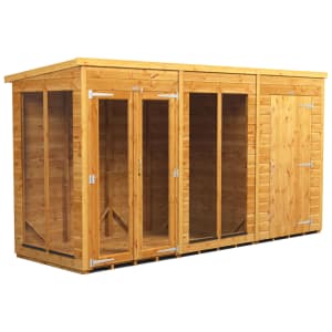 Power Sheds 12 x 4ft Pent Shiplap Dip Treated Summerhouse - Including 4ft Side Store | Compare The Build