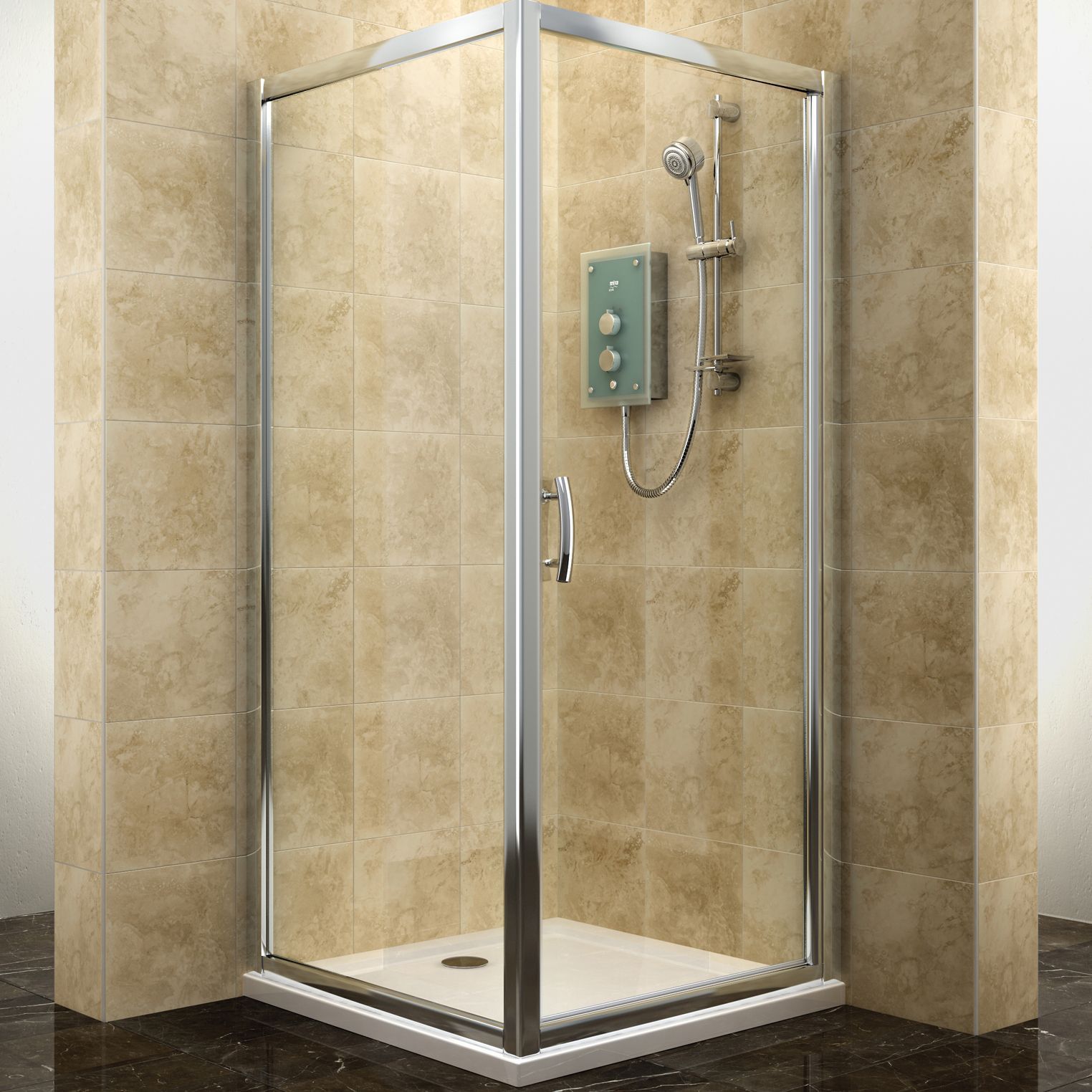 Cooke & Lewis Deluvio Square Shower Enclosure & Tray With Hinged Door (W)760mm (D)760mm | Compare The Build