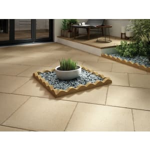 Marshalls Saxon Textured Buff Paving Slab 600 x 600 x 35 mm Price Comparisons | Compare The Build