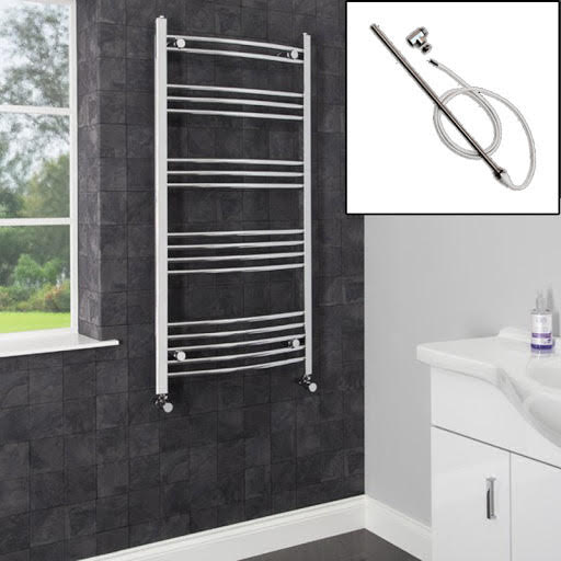 DuraTherm Dual Fuel Heated Towel Rail 1200 x 600mm Curved Manual Price Comparisons | Compare The Build