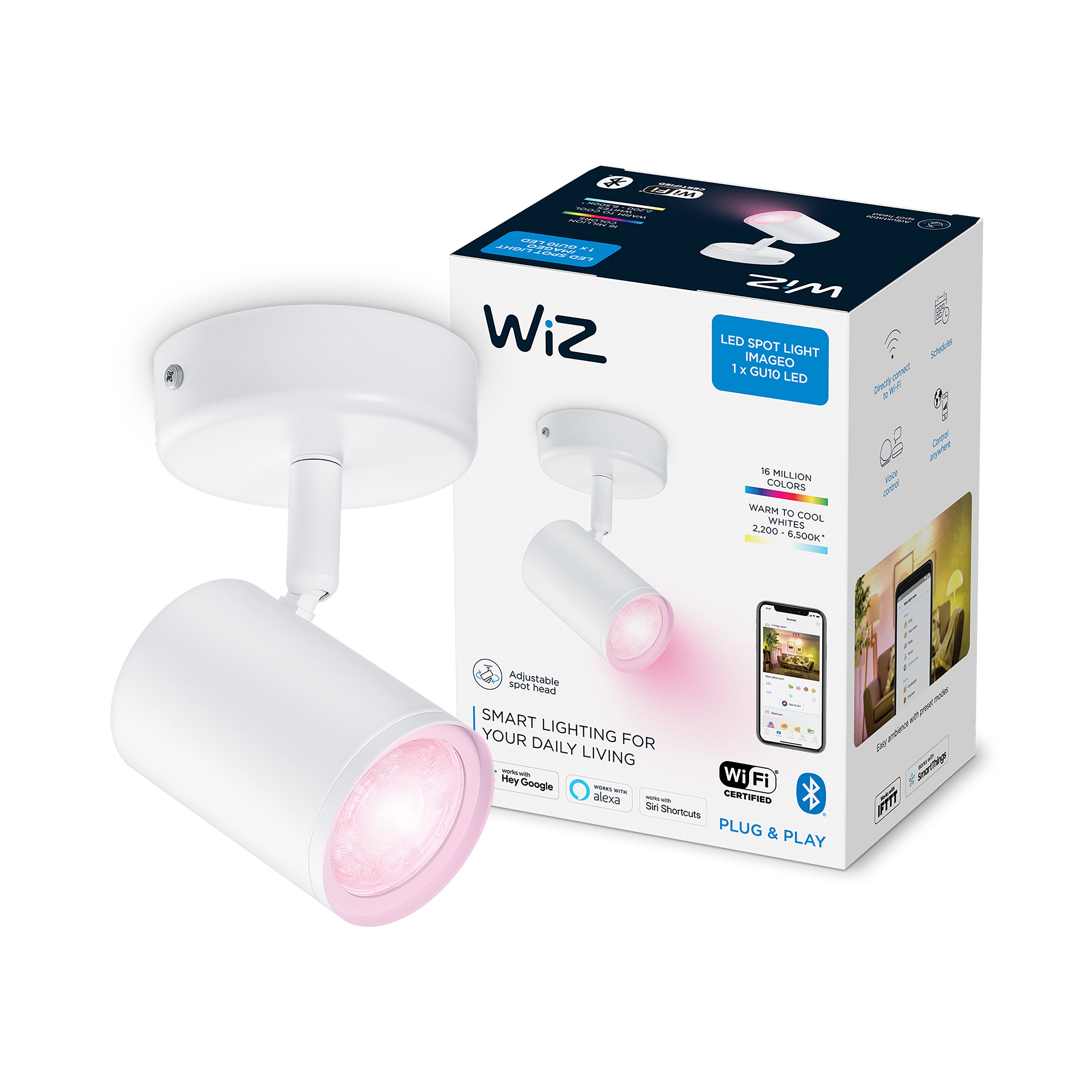 WiZ Imageo Smart 1 Light LED Adjustable Spotlight White Price Comparisons | Compare The Build