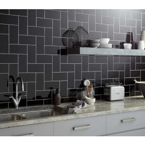 Wickes Cosmopolitan Flat Metro Black Ceramic Wall Tile - 200 x 100mm Price Comparisons | Compare The Build