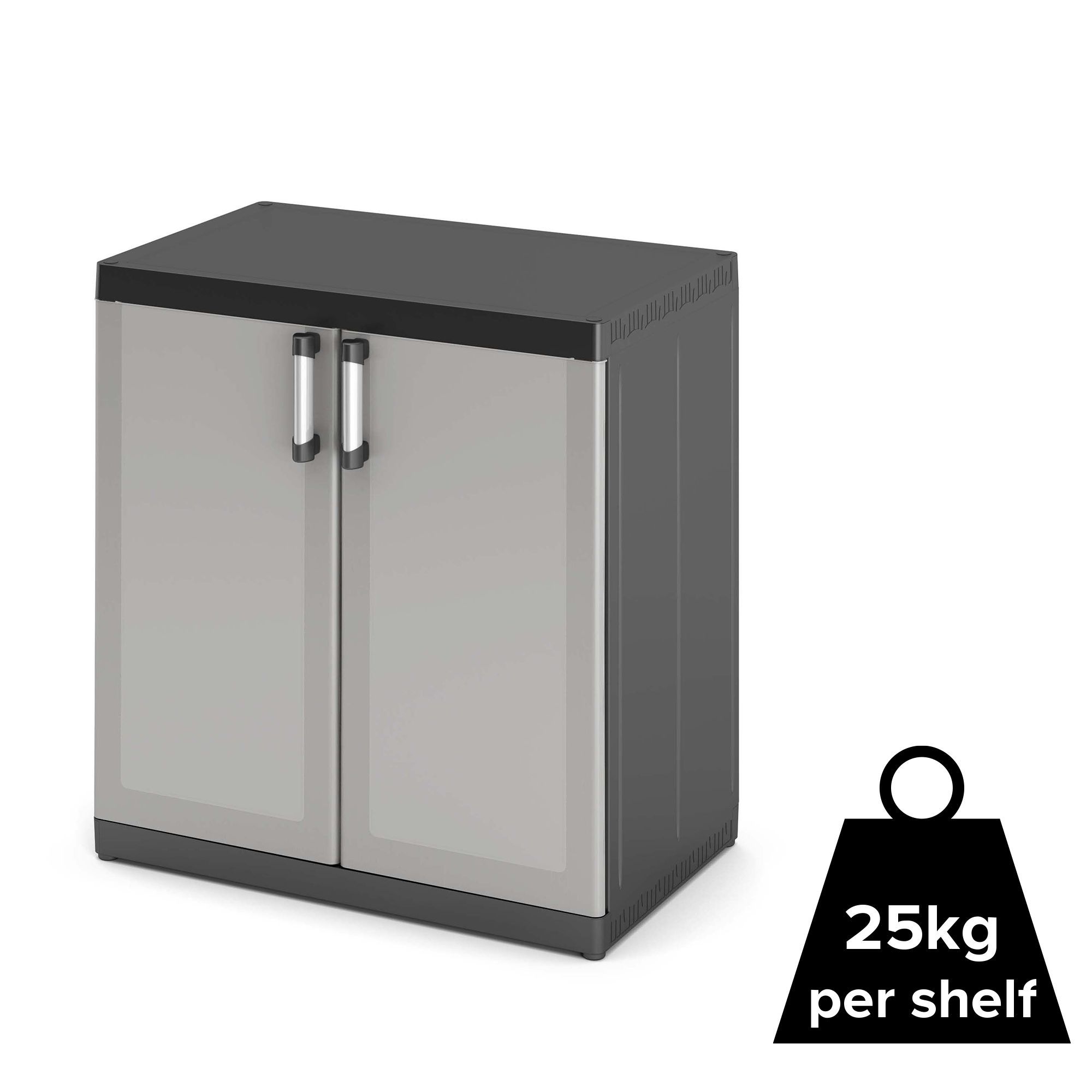 Form Links 2 Shelf Black & Grey Polypropylene Xl Short Utility Storage Cabinet | Compare The Build