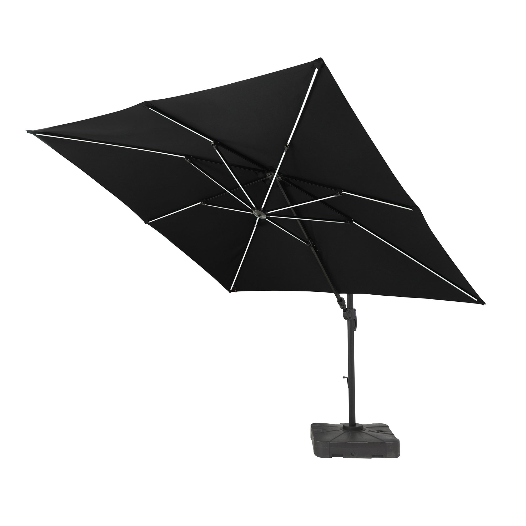 3m Deluxe Cantilever Solar Strip Grey Parasol with 100kg base Grey Price Comparisons | Compare The Build