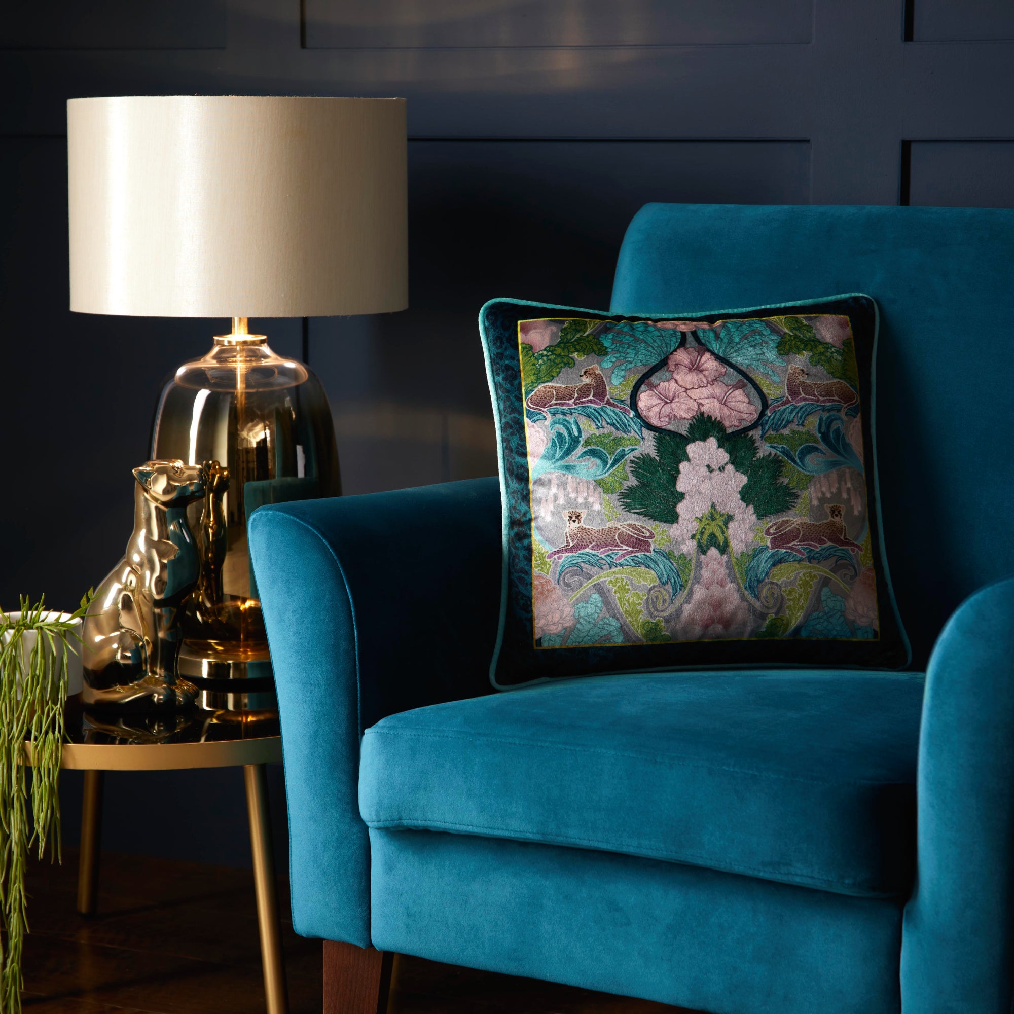 Suburban Jungle Teal Cushion 43cm x 43cm Teal (Blue) Price Comparisons | Compare The Build