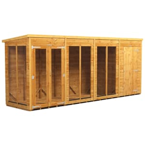 Power Sheds 16 x 4ft Pent Shiplap Dip Treated Summerhouse - Including 4ft Side Store Price Comparisons | Compare The Build