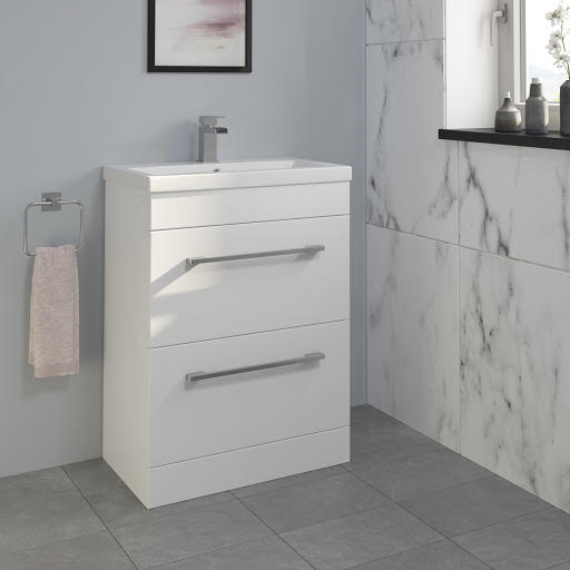 Aurora White Gloss Free Standing Drawer Vanity Unit & Basin 600mm W Price Comparisons | Compare The Build