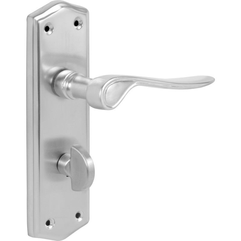 Eclipse Salvesen Door Handles Bathroom Satin (Pair) in Silver Nickel | Compare The Build