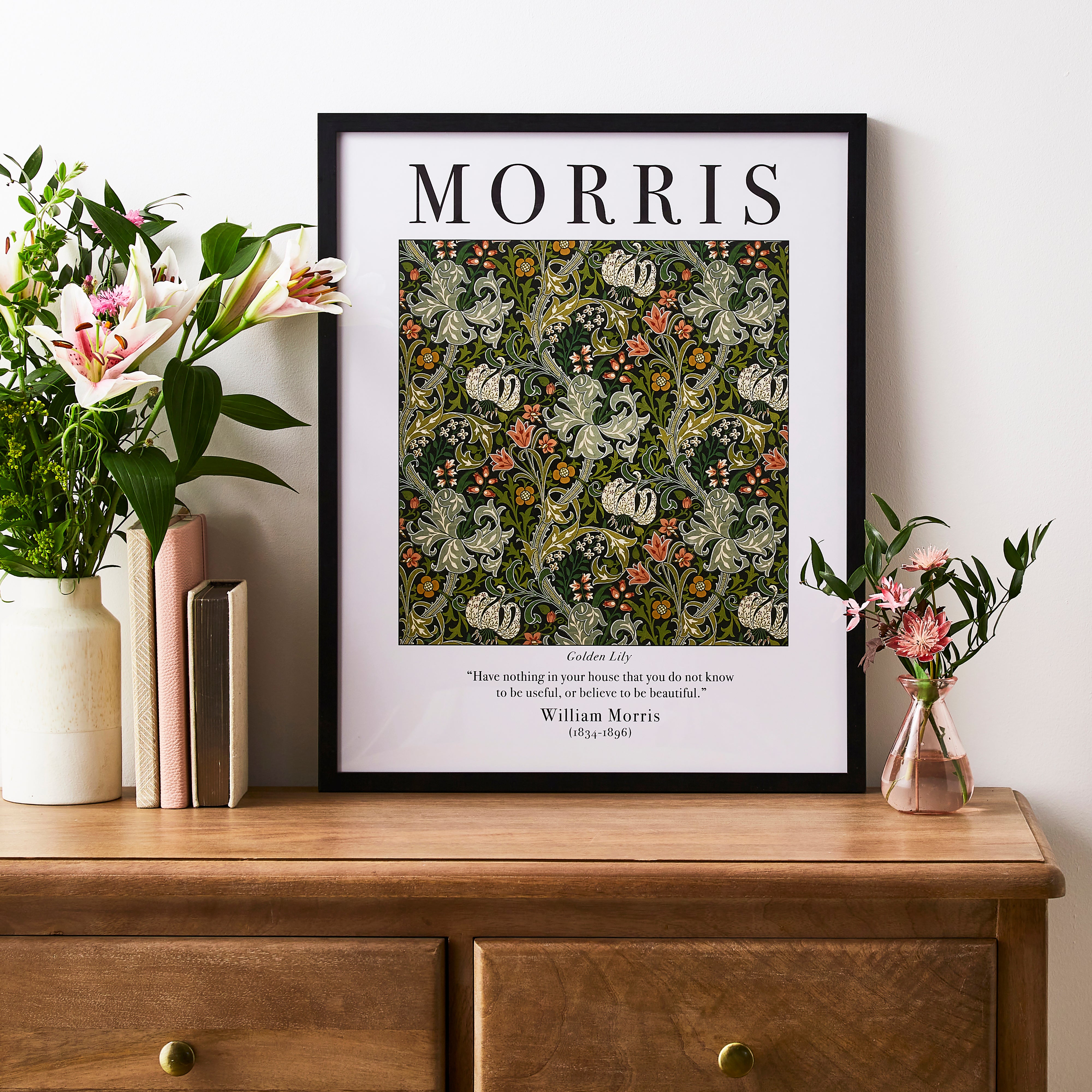 Golden Lily By William Morris Framed Print, 42x52cm Black Price Comparisons | Compare The Build