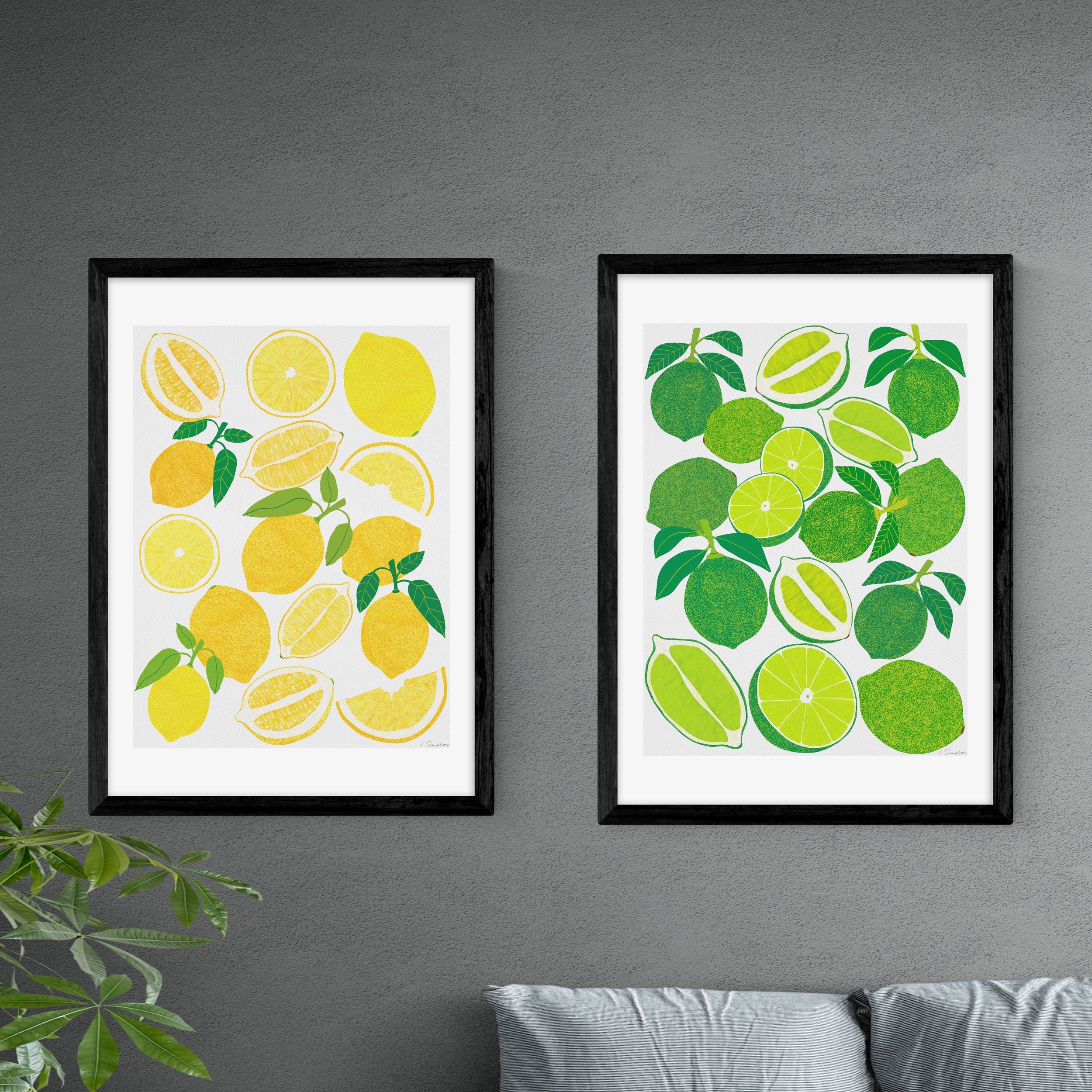 Set of 2 East End Prints Lemon & Lime Prints White/Yellow/Green Price Comparisons | Compare The Build