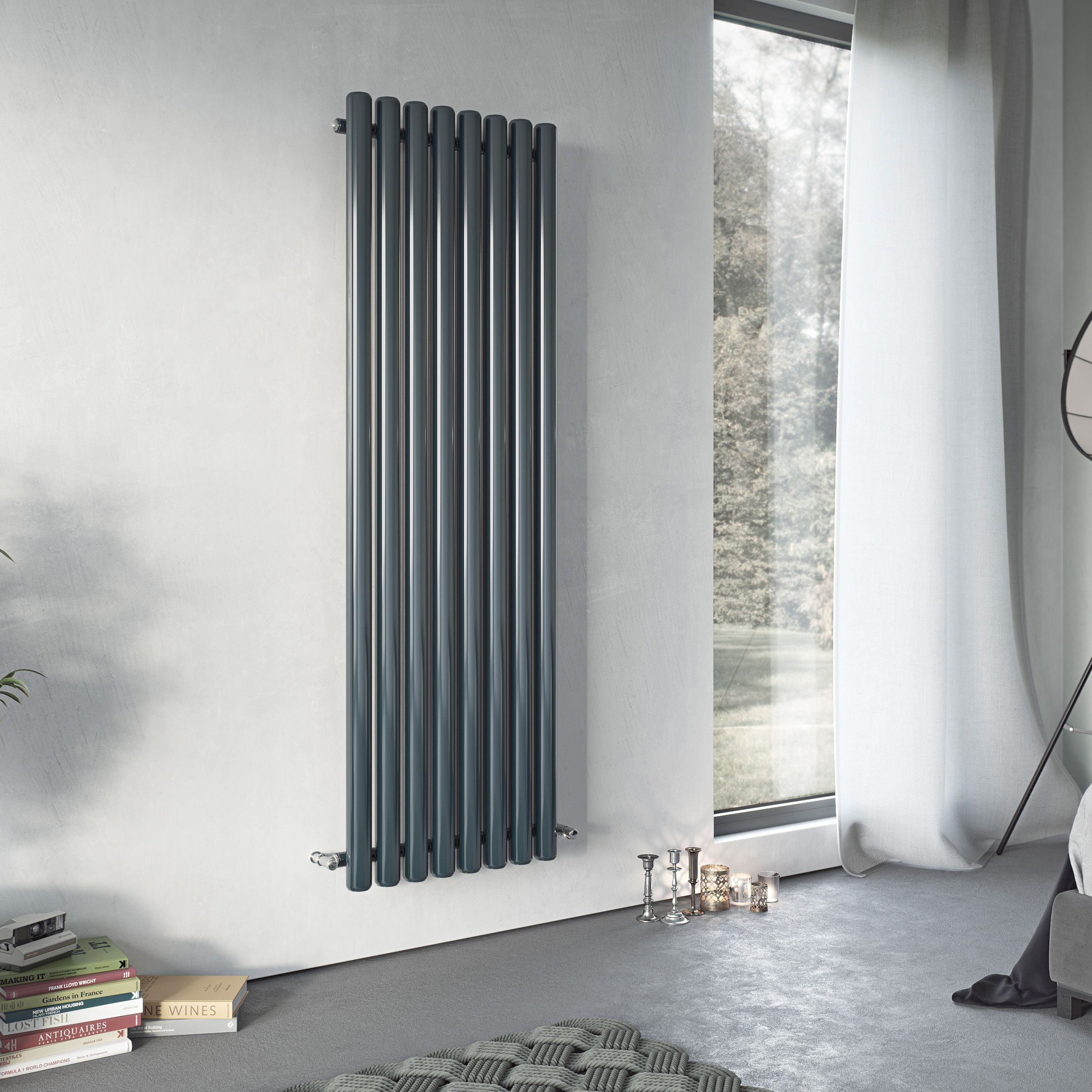 Ximax Vulkan Anthracite Vertical Designer Radiator, (W)435mm X (H)1800mm | Compare The Build