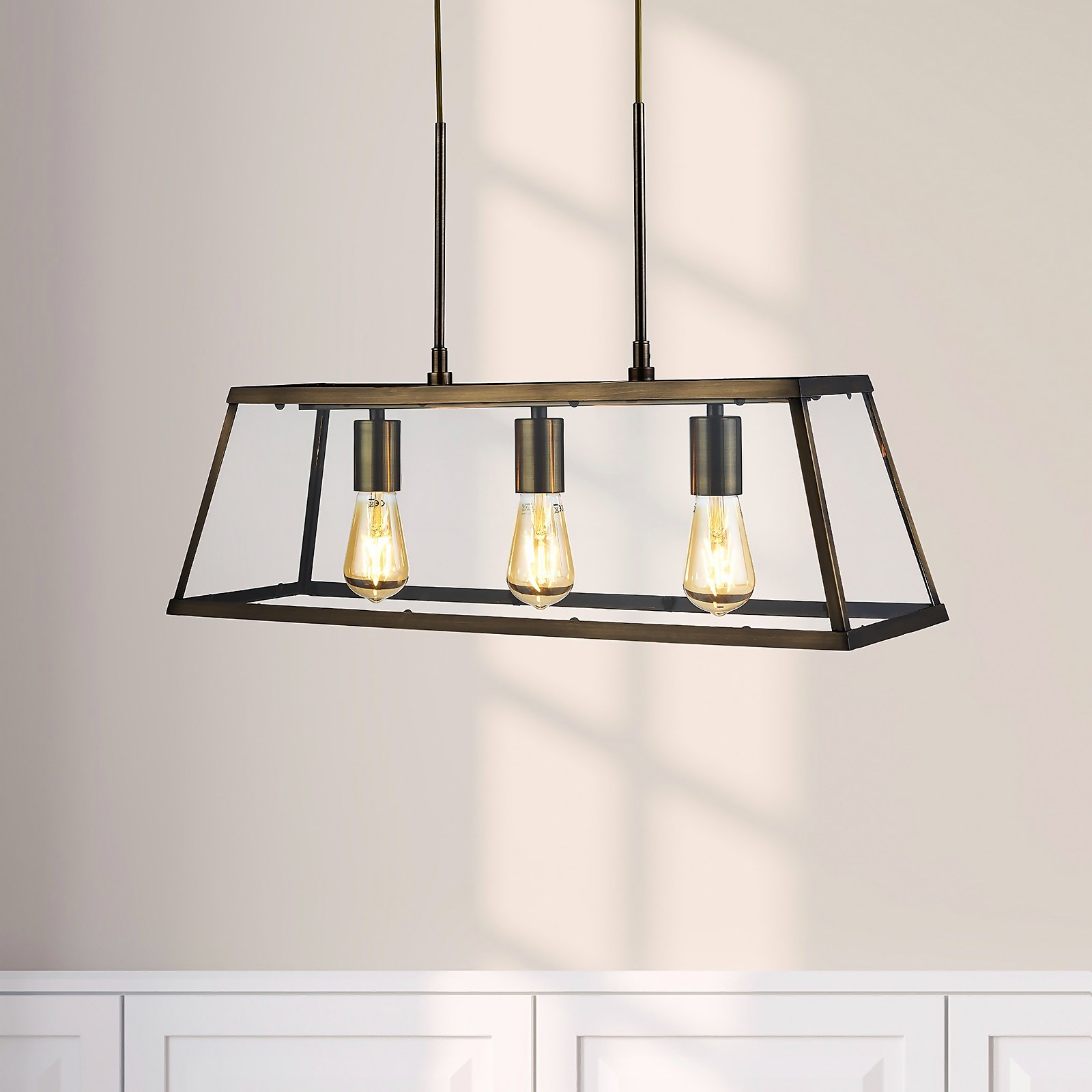 Bellevue 3 Light Industrial Pendant - Brass Price Comparisons | Compare The Build