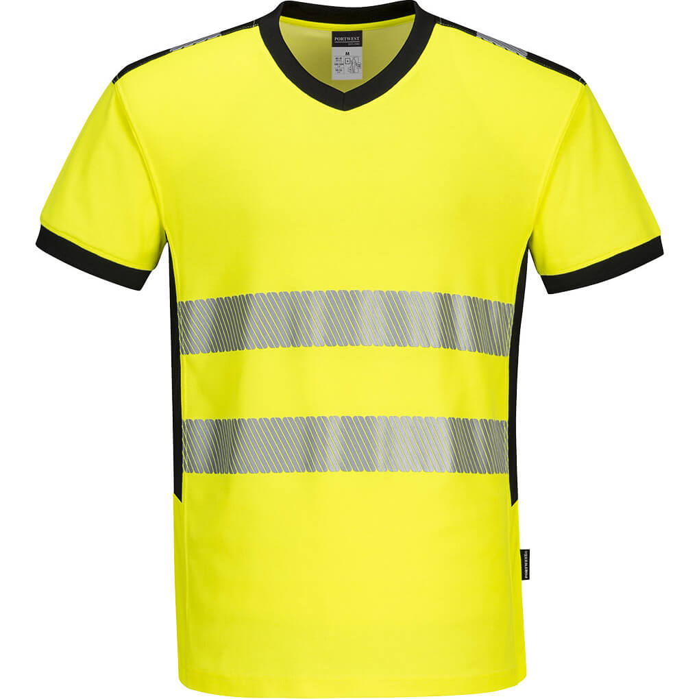 Portwest PW3 Mens Hi Vis V Neck T Shirt Yellow / Black S Price Comparisons | Compare The Build