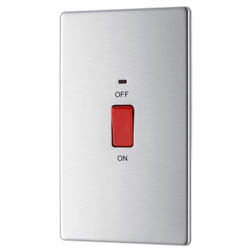 British General Nexus Screwless Flatplate 45 A Double Pole Switch with Indicator Double Plate Brushed Steel FBS72-01 Price Comparisons | Compare The Build