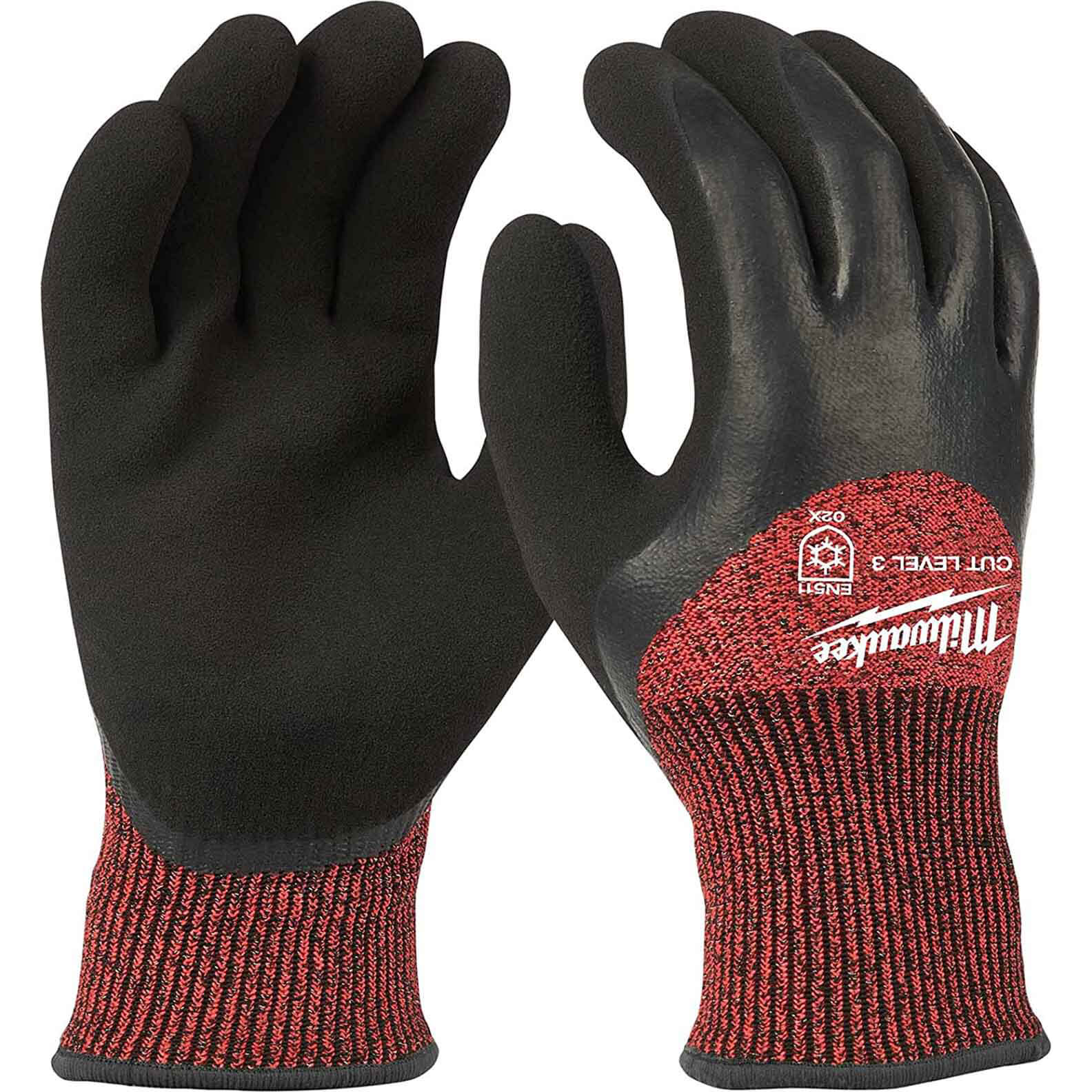 Milwaukee Winter Lined Cut Level 3 Work Gloves Black / Red M Pack of 72 | Compare The Build