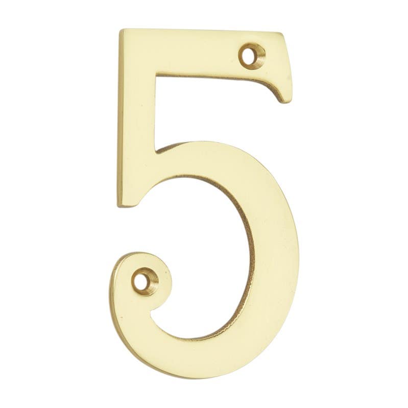 Number &#039;5&#039; Door/Wall Numeral - 3&quot; - Polished Brass - Hardware Solutions Price Comparisons | Compare The Build