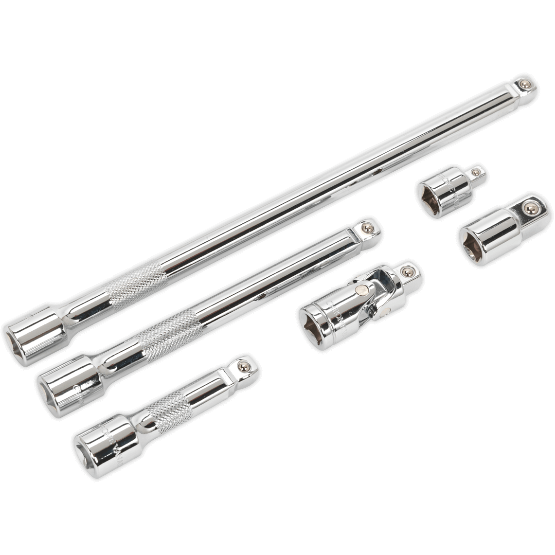 Sealey AK7690 3/8 Drive 6 Piece Wobble Rigid Extension Bar Adaptor and Universal Joint Set 3/8" Price Comparisons | Compare The Build