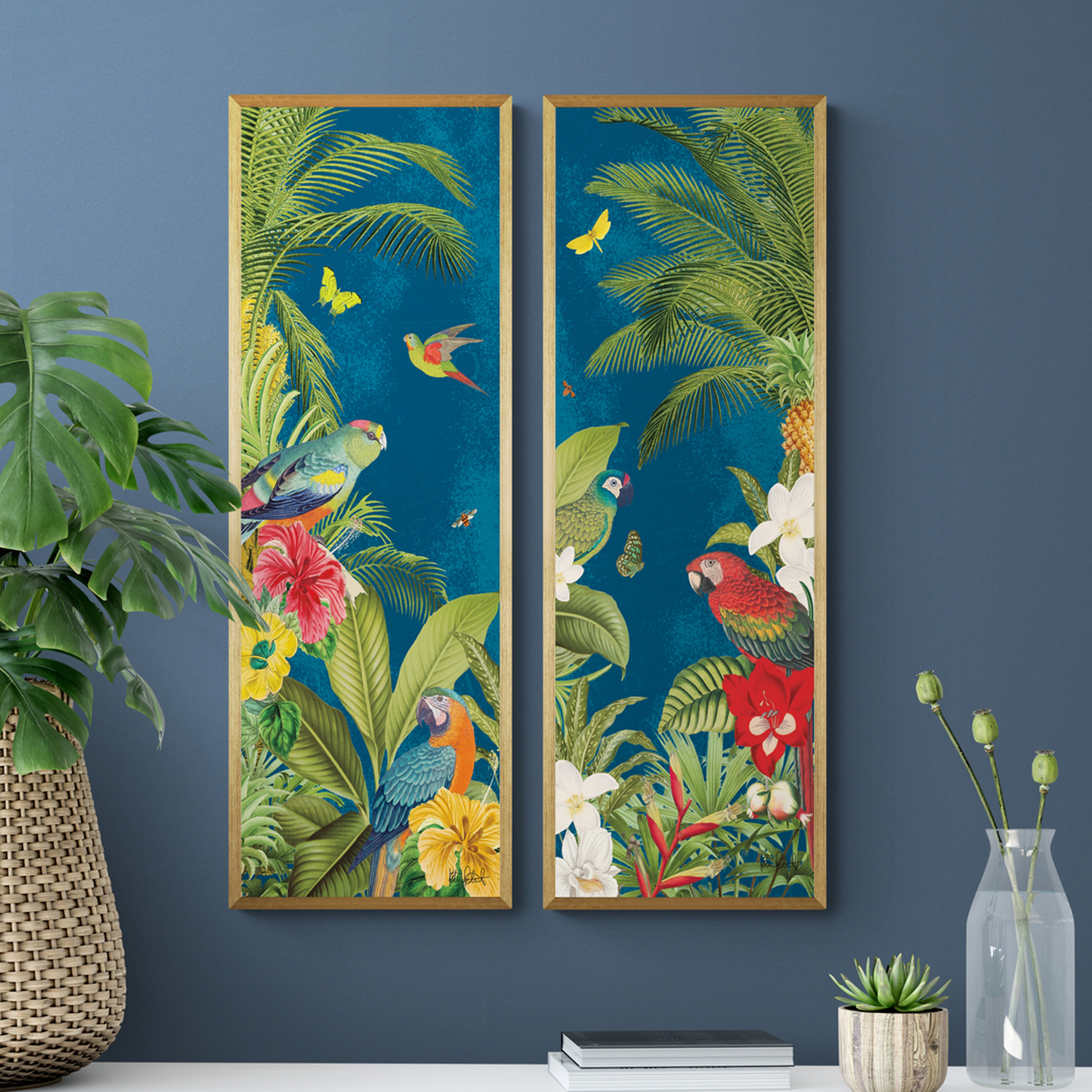 Set of 2 Framed Prints - Parrot Paradise Gold Price Comparisons | Compare The Build