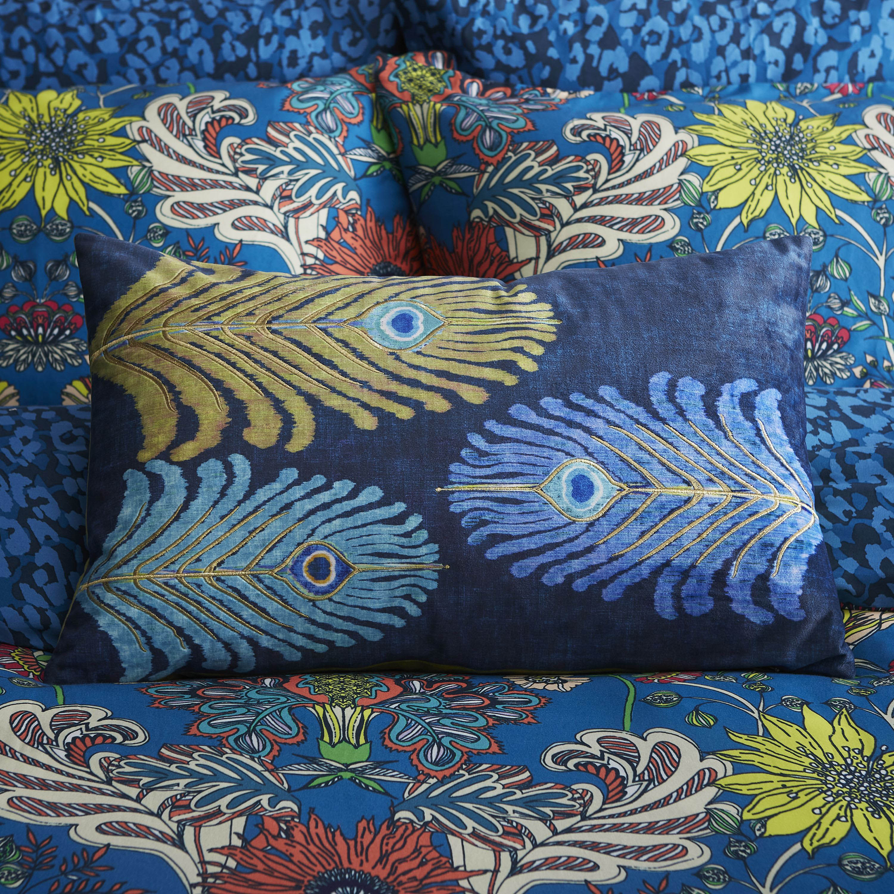 Matthew Williamson Peacock Rectangle Feather Filled Cushion Black Price Comparisons | Compare The Build