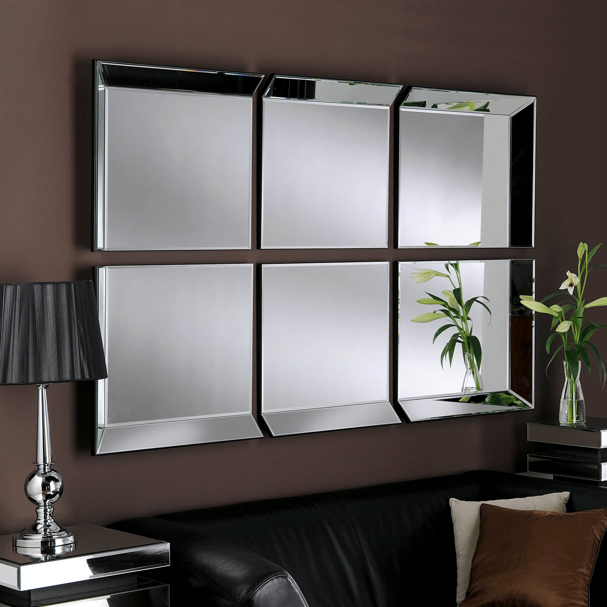 Yearn Byblos 6 Panel Wall Mirror 107x168cm Black | Compare The Build