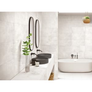 Wickes Lustre Stone Polished Wall & Floor Tile, in White, Porcelain, Size: 600x300mm, M Price Comparisons | Compare The Build