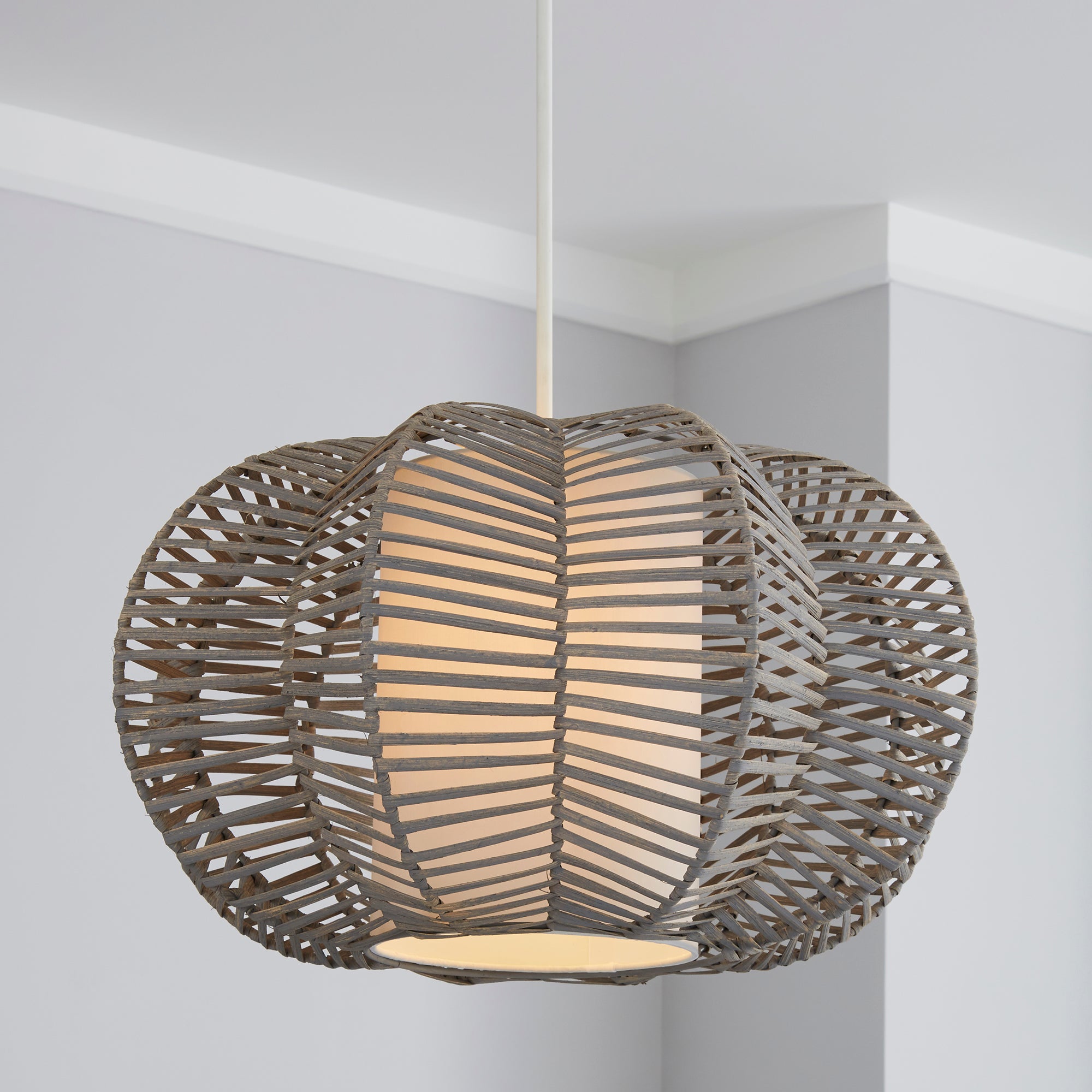 Weave Wicker Natural Easy Fit Pendant Grey Price Comparisons | Compare The Build