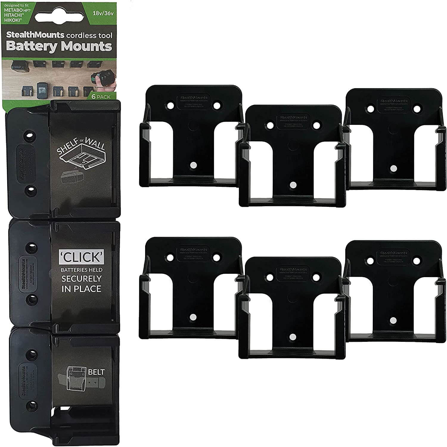 Stealth Mounts 6 Pack Battery Mounts For Metabo 18V Batteries Black Price Comparisons | Compare The Build