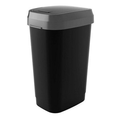 Kis Slim Black Plastic Rectangular Kitchen Touch Top Bin, 50L Price Comparisons | Compare The Build